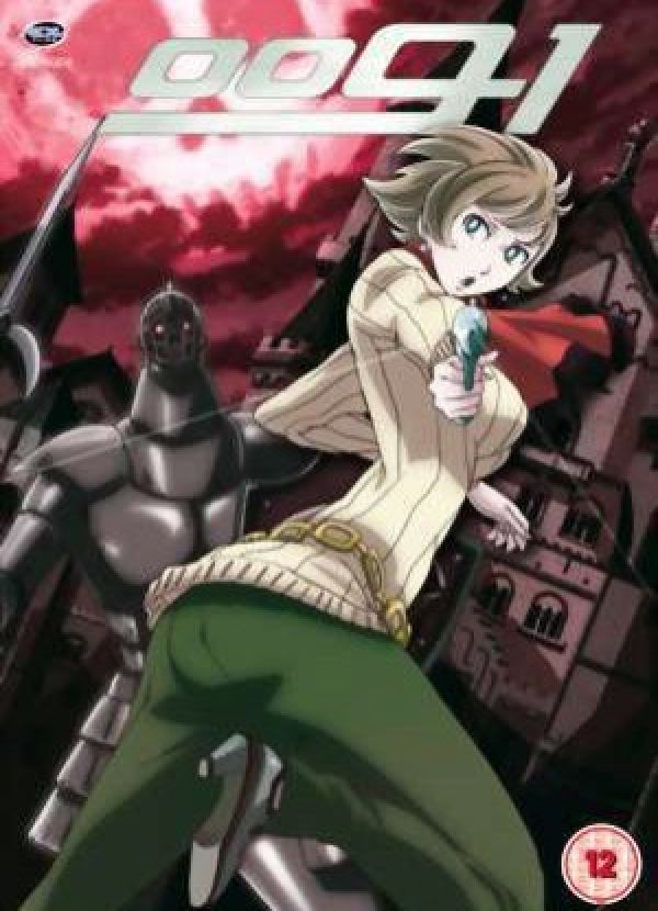 cover of anime 009-1 with a short haired blonde girl pointing a gun at the camera with her butt pointing at us also and her back stretched out