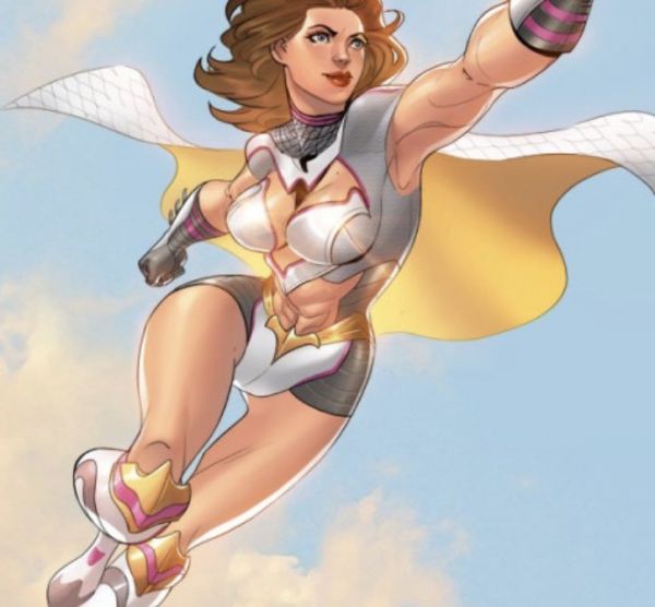 cover image of peregrine: wings of the falcon with the heroine in boob window armor flying at an angle at the camera and her hips and pelvis and leg are wonky and plasticine