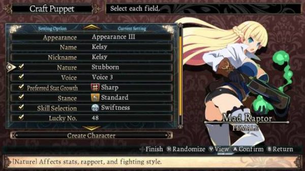 screenshot from Labyrinth of Refrain with a blonde elf girl in a boobs and butt pose showing her penties under her skirt